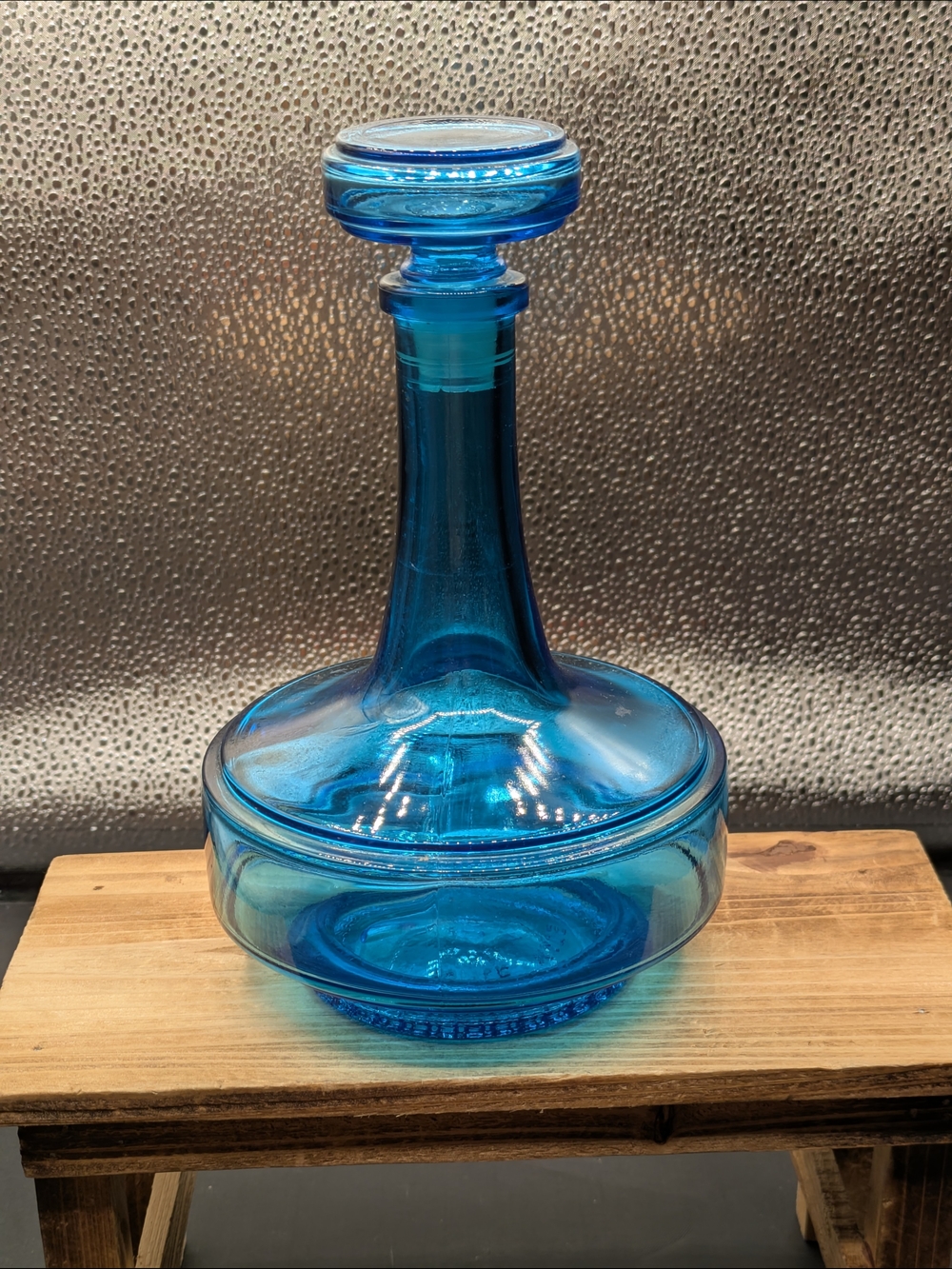 Vibrant Blue Glass Decanter with Stopper
